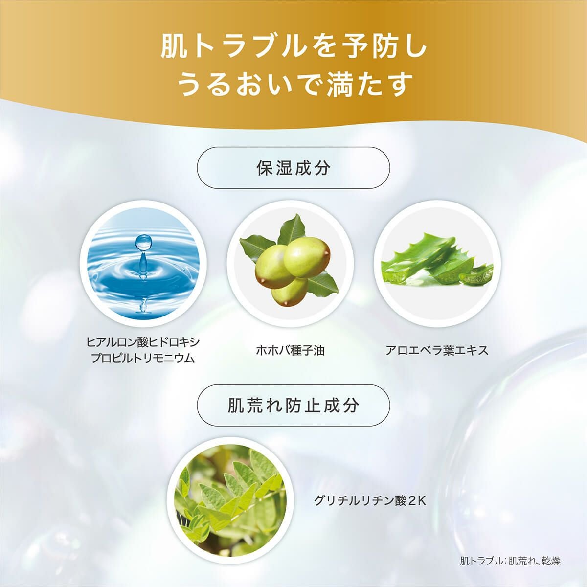 肌トラブルを予防し、うるおいで満たす